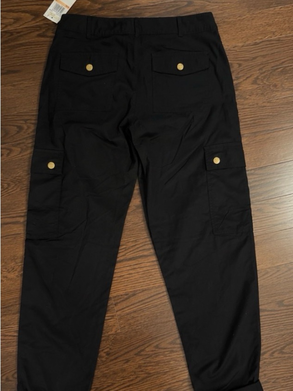 NWT Michael Kors Black Cargo Ankle Pants Gold Logo Size 2 - Picture 4 of 5